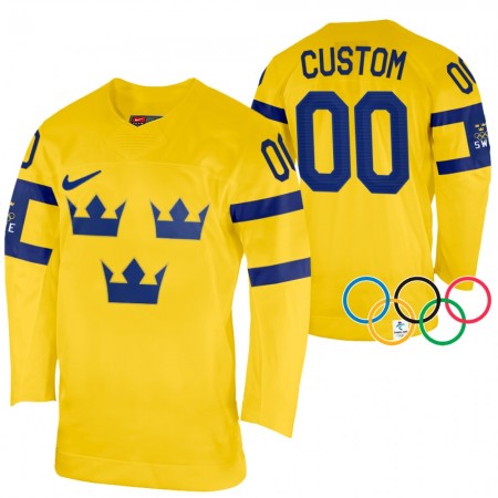Camisola Suécia Personalizado 2022 Winter Olympics Amarelo Authentic - Homem